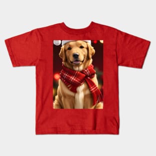 Christmas golden retriever dog Kids T-Shirt